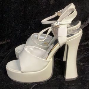 Chunky white heel sandal